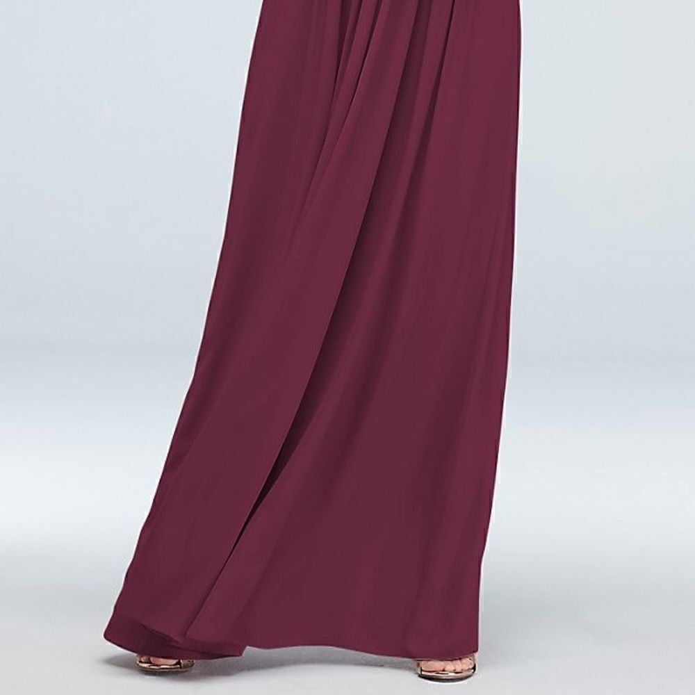 𝅺HALTER Ruched Waist Georgette Bridesmaid Dress - Picture 2 of 4